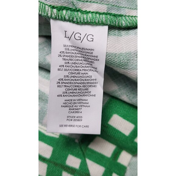 Cabi CIRCUit Green & White Linen Trench Coat Jacket or Dress Size Large - Picture 11 of 12